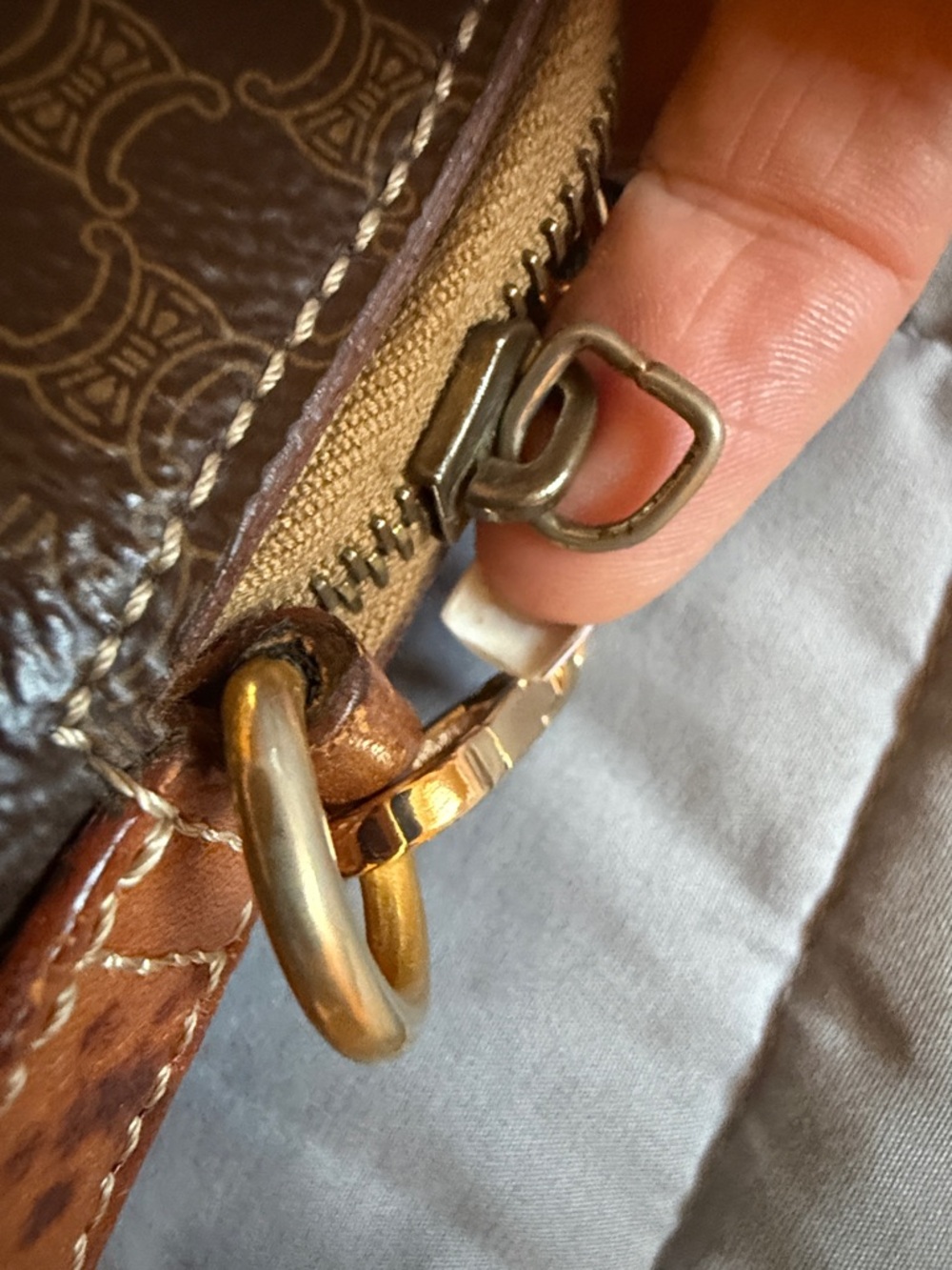 CELINE Macadam Patterned Done Satchel Handbag Vintage - Picture 13 of 14